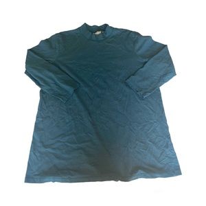 LOGO by Lori Goldstein Solid Blue 3/4 Sleeve High Neck Top Women’s Medium